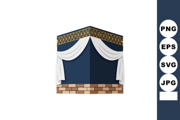 Kaaba Vector Illustration with Dark Blue Review