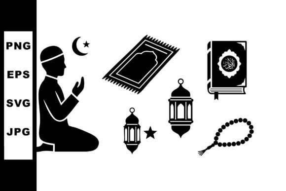Muslim Boy Praying on Prayer Mat with La: A Thoughtful Embroidery Design