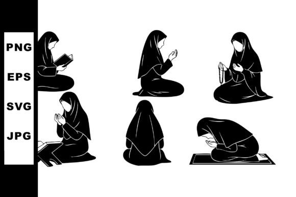 Muslim Woman Praying and Reading Quran I: A Thoughtful Embroidery Design for Meaningful Projects